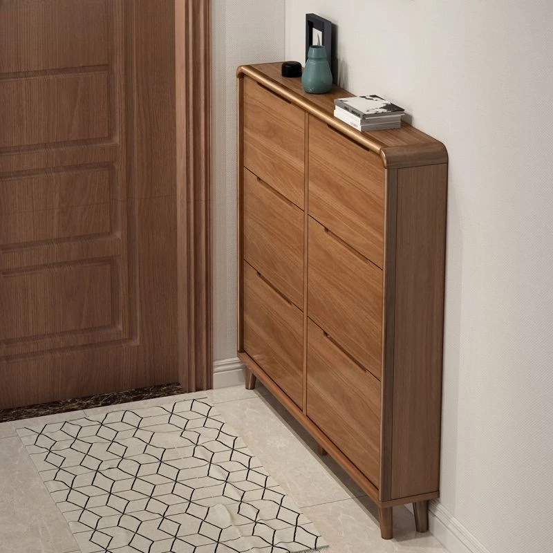 Shoe cabinet solid wood frame large capacity simple modern household door floor type small apartment tipping bucket foyer cabine