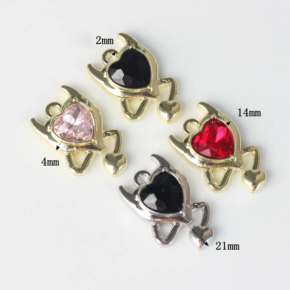 10pcs Simple Cute Devil Heart Shape Pendant DIY Handmade Jewelry Making Accessories Earrings Necklace Bracelet Craft Fashion