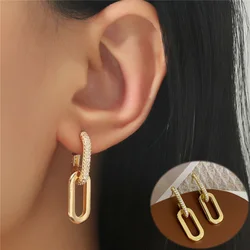 XINYI Retro Double Loop Design Drop Earrings Gold Color Geometric Round Hoop Earrings for Women Girls Punk Hip Hop Jewelry