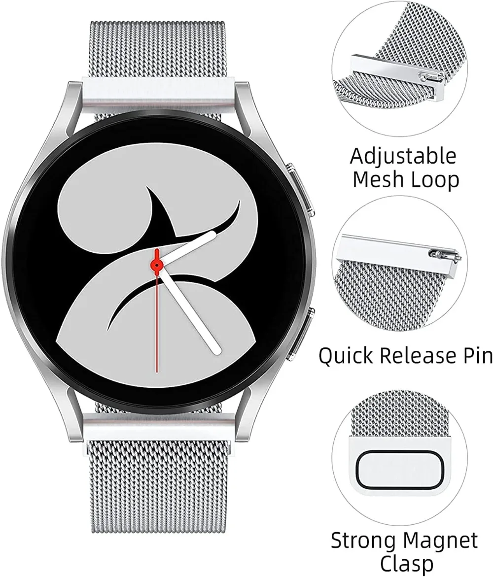 20mm 22mm Metal Milanese Loop Strap For Samsung Watch 7/6/5/4 Active 2 Sport Bracelet Band For Huawei Watch 5-4-3/GT3-2 Pro belt