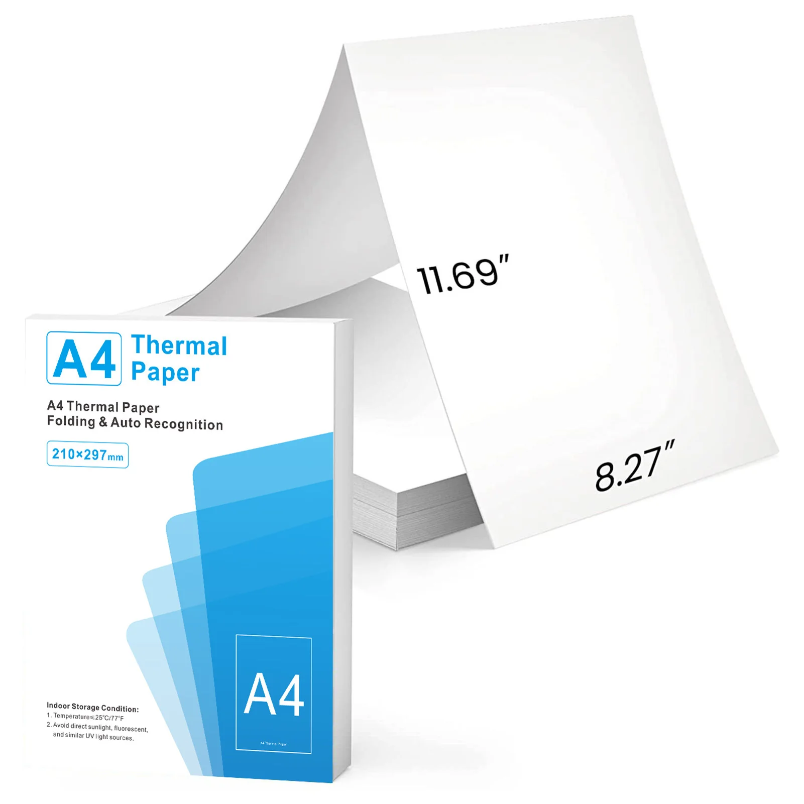 100 ورقة ورق طباعة حراري مقاس A4 للطابعة المحمولة توافق سريع الجفاف ورق حراري مطوي متعدد الوظائف بدون حبر #1