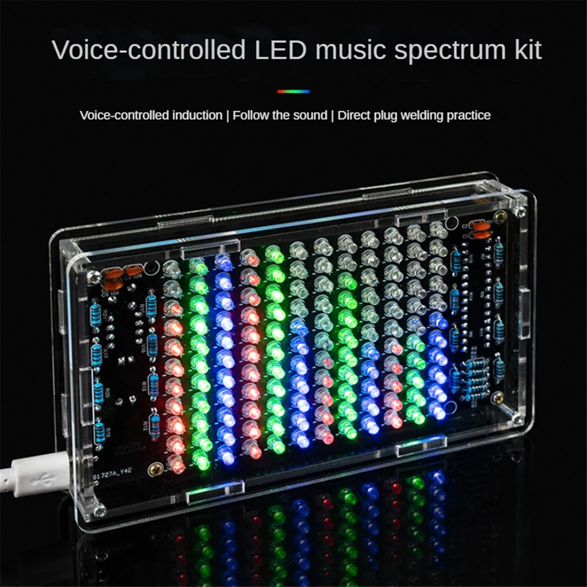 LED Music Spectrum DIY Kit Electronics Music Voice Control Multicolor Spectrum Soldering Project DIY Kit Without