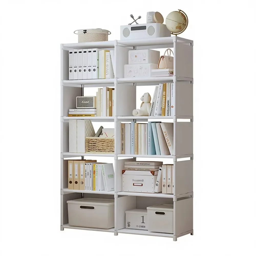 Assembled Foldable Standing Type Carbon Steel H-Shaped Bookshelf Home Library Storage Rack for Children's Room