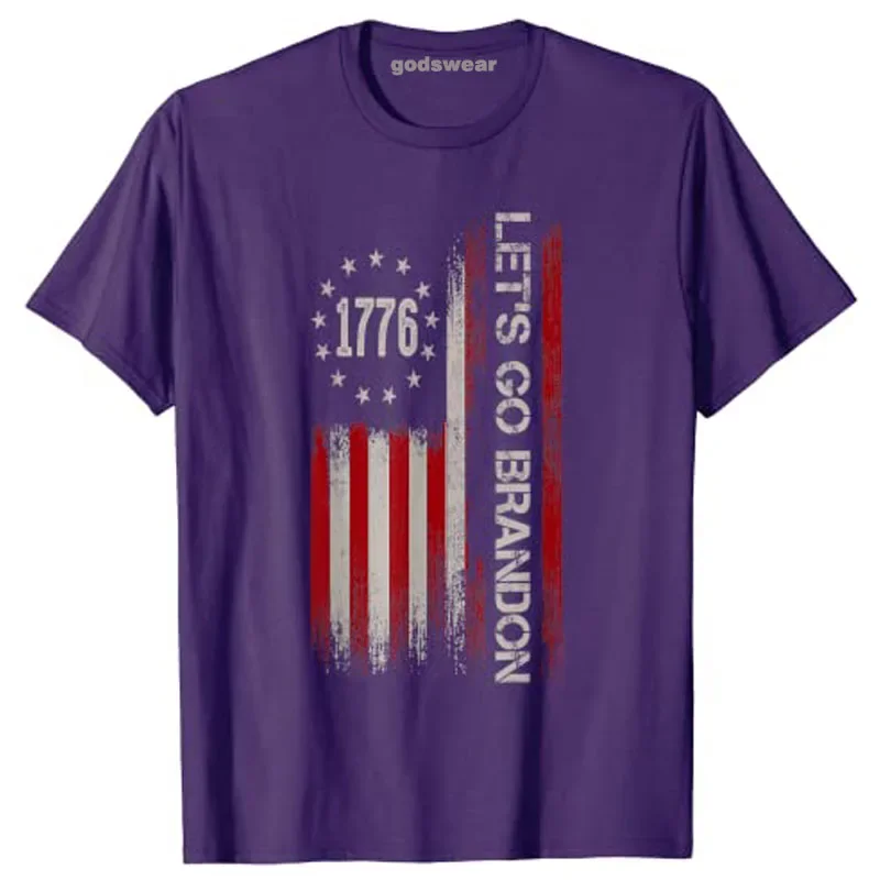 Lets Go Brandon USA Flag T-Shirt Freedom Since 1776 Graphic Tee Tops Sarcastic Clothes Political Jokes Outfits