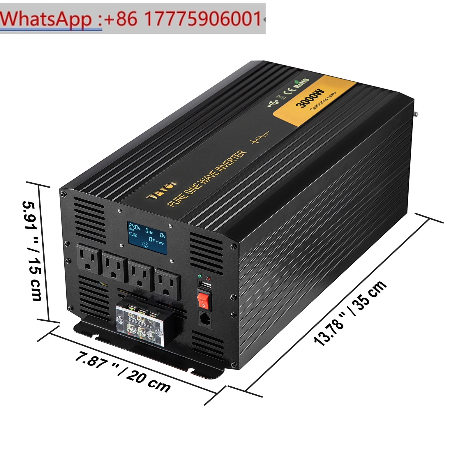 

Pure Sine Wave Inverter 3000 Watt / 3500 Watt / 2500 Watt Power Inverter, DC 24V to AC 120V Car Inverter