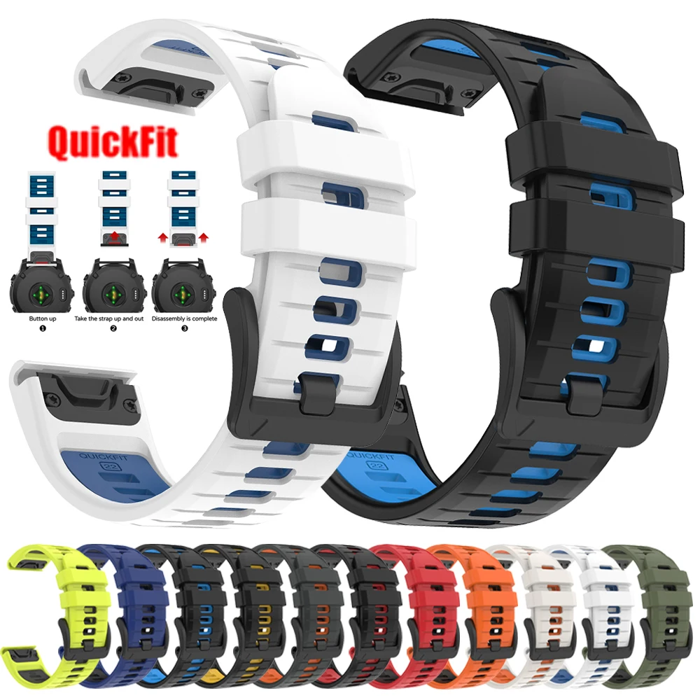 22 26 mm QuickFit Silikonarmband für Garmin Forerunner 970/Quatix8/Tactix7/Descent Mk2i Band Fenix 7X 8 pro MARQ Enduro3 Armband