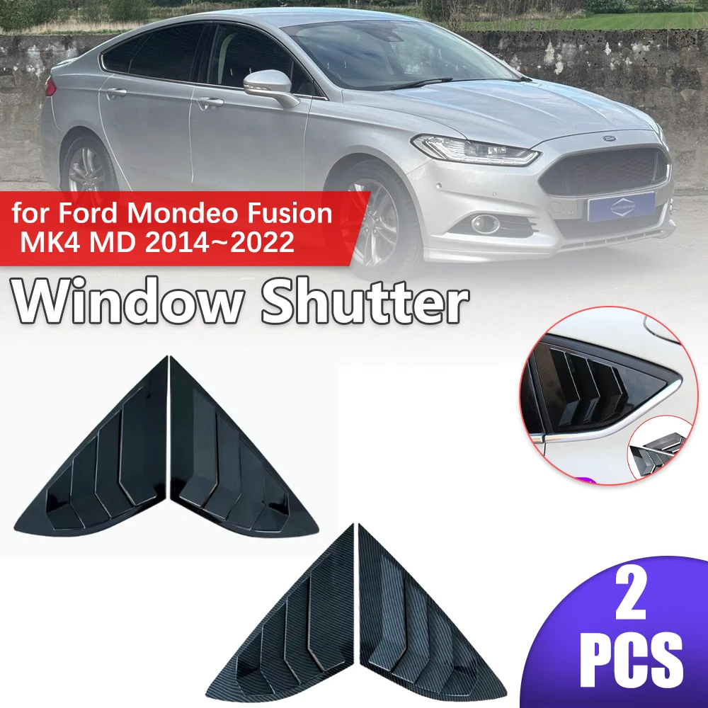 Car Shutter for Ford Mondeo Fusion MK4 MD CD391 2014~2022 2015 Rear Side Window ABS Louvers Triangular Style Sticker Accessories