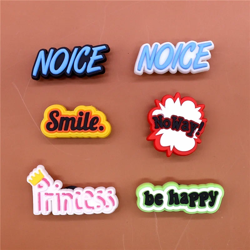 1pcs Shoe Charms Accessories Custom Cartoon PVC Shoe Buttons Sandals Charm Decoration Smile Noice Be Happy