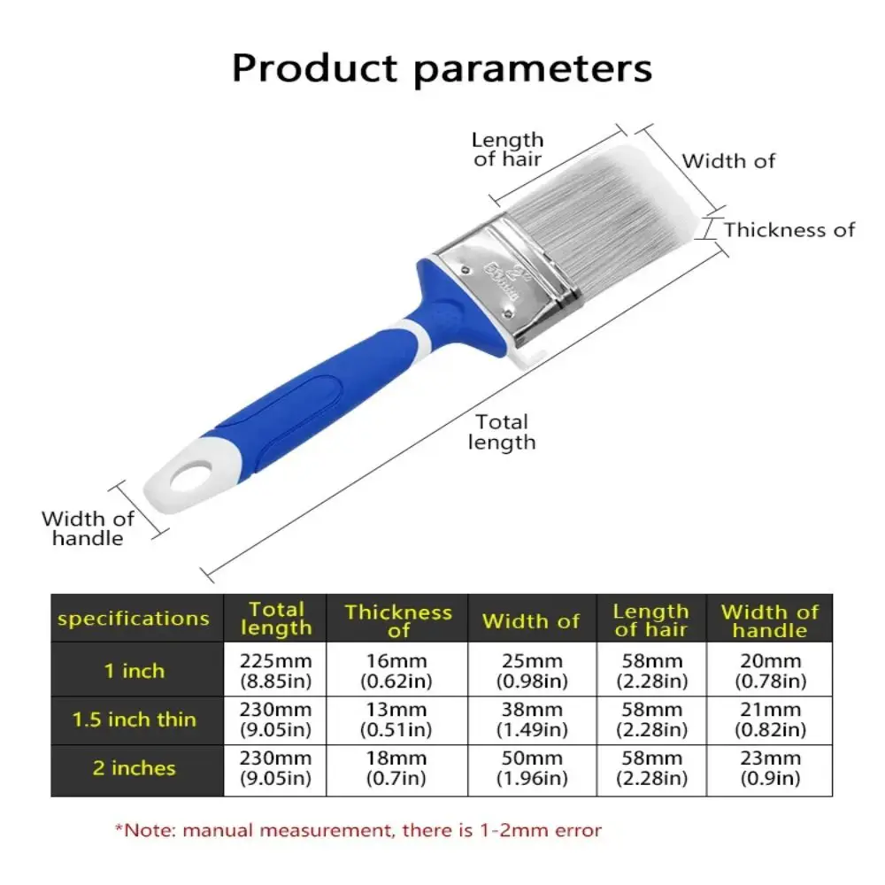 PBT فرشاة طلاء متعددة الوظائف المطاط الفولاذ المقاوم للصدأ فرشاة الرسم فرشاة الطلاء أداة فرشاة مسطحة زرقاء الطلاء الخارجي الداخلي
