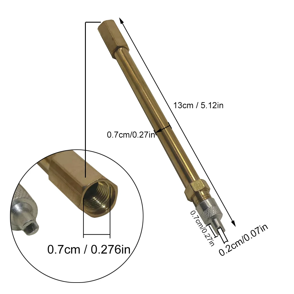 Tire Valve Stem Brass Metal Tire Valve Extension Straight Bore Truck Motorcycle Car 12cm Inflatable nozzle extension copper Rod