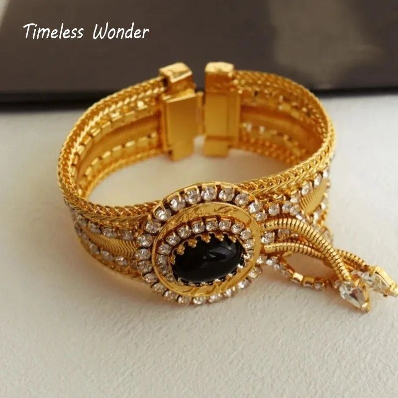 Timeless Wonder Fancy Geo Stone ID Bracelets for Women Designer Jewelry Trendy Gift Gothic Punk Rare Medieval Top 4265