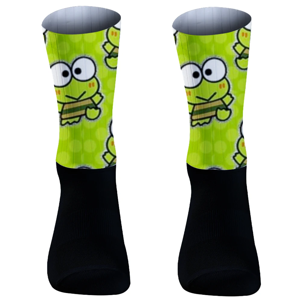 Chaussettes de sport imprimées grenouille pour hommes et femmes, chaussettes de vélo de montagne mignonnes, chaussettes de vélo de descente, chaussettes de sport de football pour cavalier