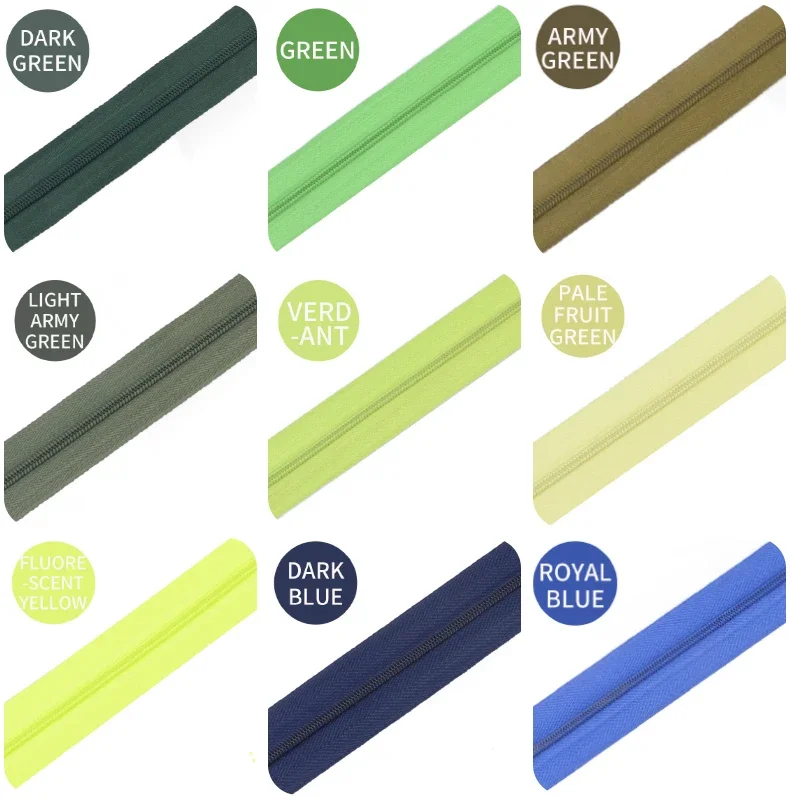10M Meetee 3# Nylon Zipper Coil with Zips Head Color Open-End Zippers for Bags Clothes Repair Kit DIY Garment Sewing Accessories