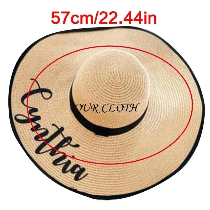 Einzigartiger Brautschauhut mit großer Krempe, sonnenfester Strohhut für Hochzeitsfeiern und Junggesellenabschiede, Y1AC