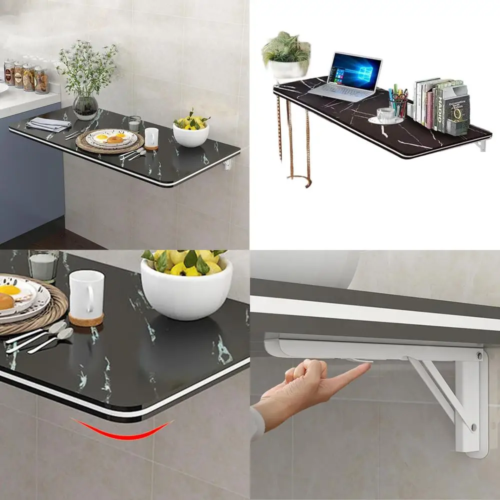 

Space-Saving Wall Desk for Home Office, Study, or Kitchen Dining (Black, 35.4×19.7)