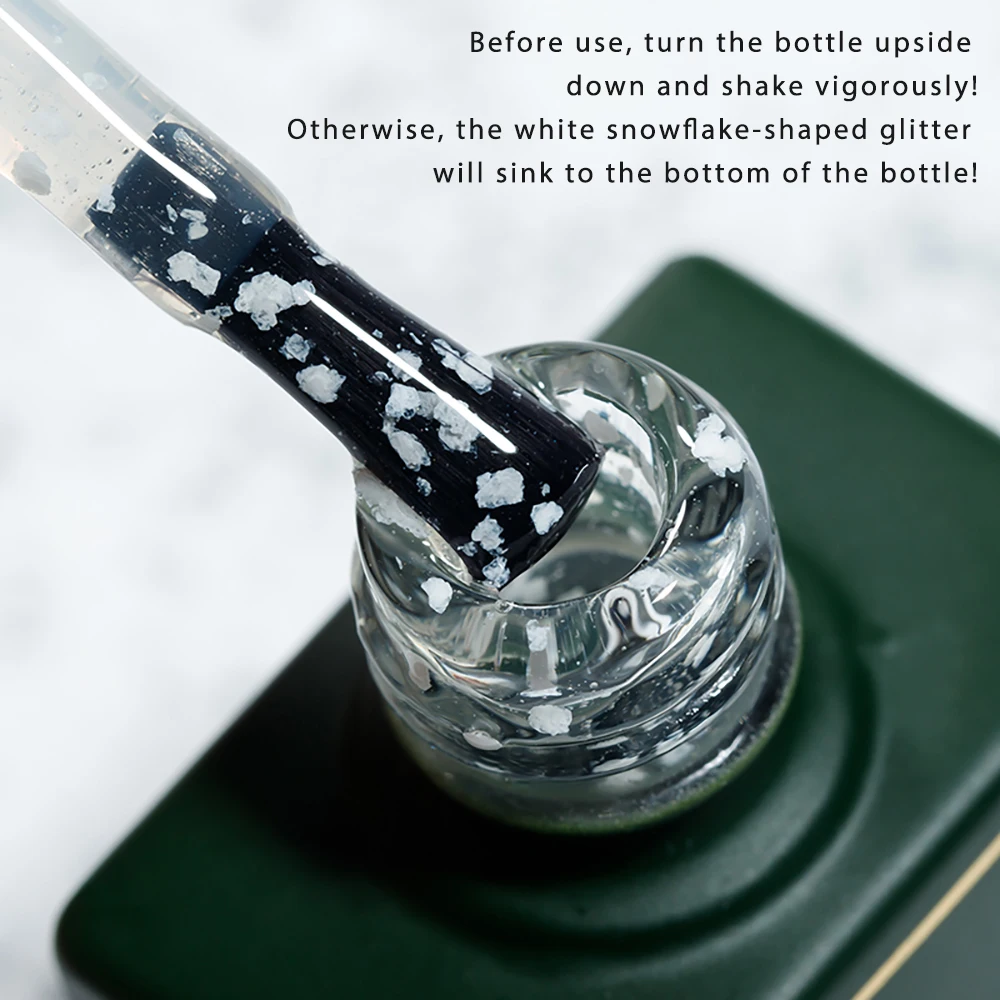 Vendeeni 15ml Fiocco di neve Top Coat Gel Smalto per unghie UV LED Soak Off Gel Vernice Neve rotta Top Coat per Natale Nail Art Design