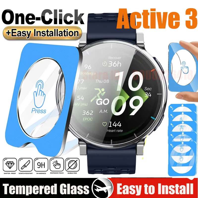 HD Tempered Glass For Amazfit Active 3 Premium  Anti-Scratch Screen Protector For Amazfit Active 3 Premium Easy to Install Film