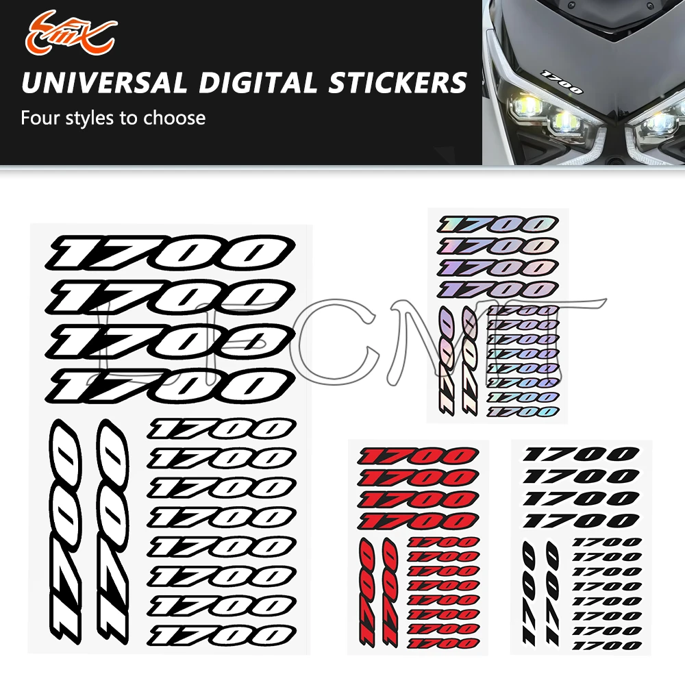 1 Sheet 1700 Arabic Numbers Sticker Motorcycle Fairing Tail Side Body Logo Decor Decals Stickers Fit for Yamaha Kawasaki 1700