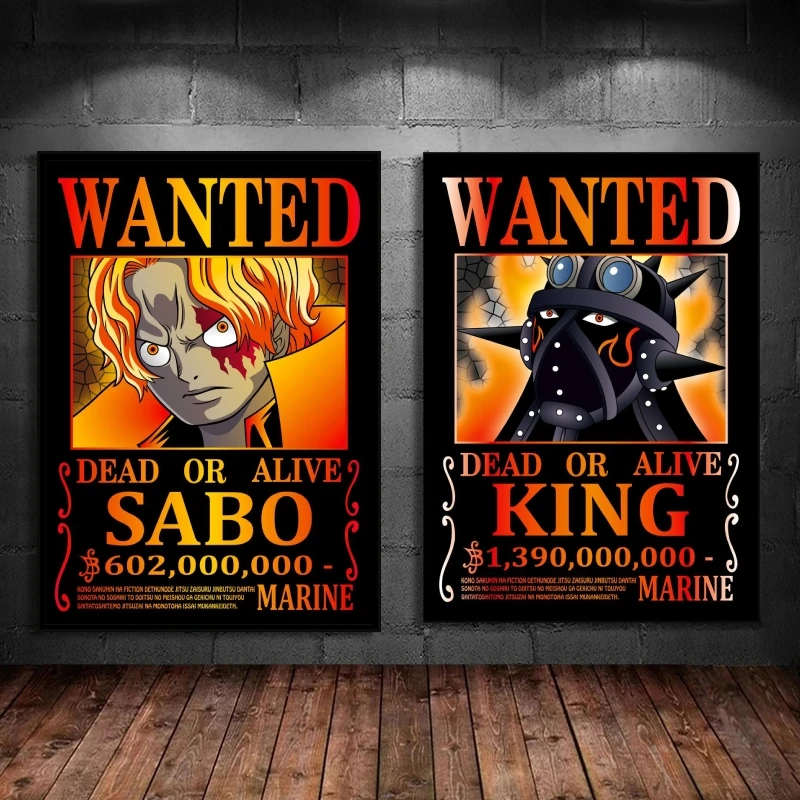 

Canvas Posters One Piece Bounty Wanted Sabo Wall Art Home Decorative Modular Prints Comics Pictures Birthday Gifts