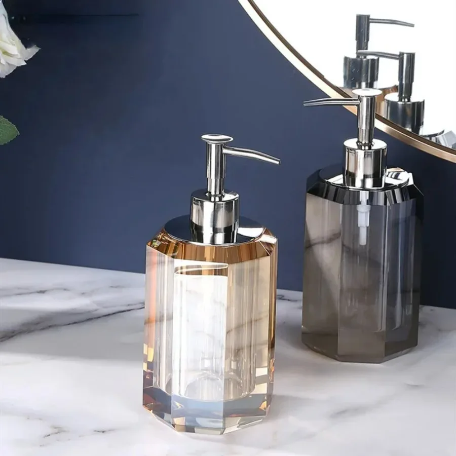 

300ml Light Luxury Liquid Soap Dispenser Crystal Transparent Shower Gel Shampoo Dispensing Bottle Container Bathroom Accessories