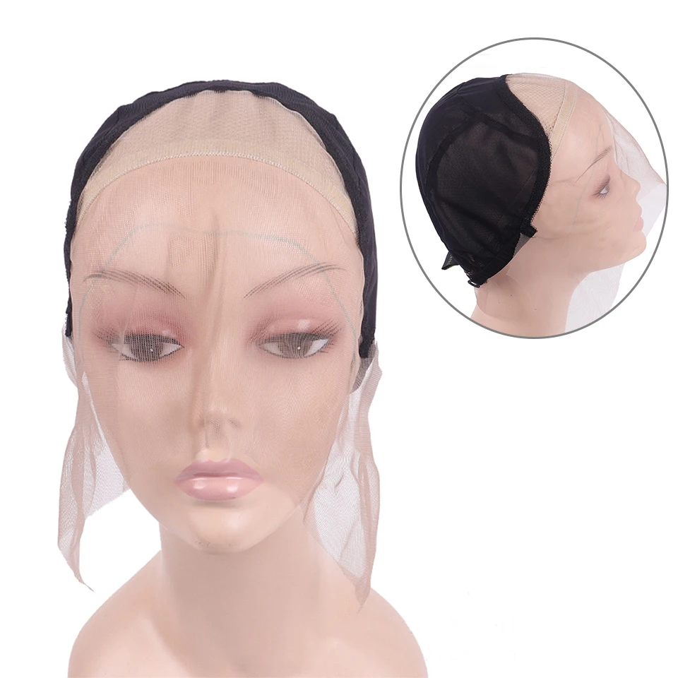 13X4 Front lace Glueless Braided Wig Cap, Elastic Breathable Swiss Mesh Wig Net with Adjustable Strap for Making Black Wigs