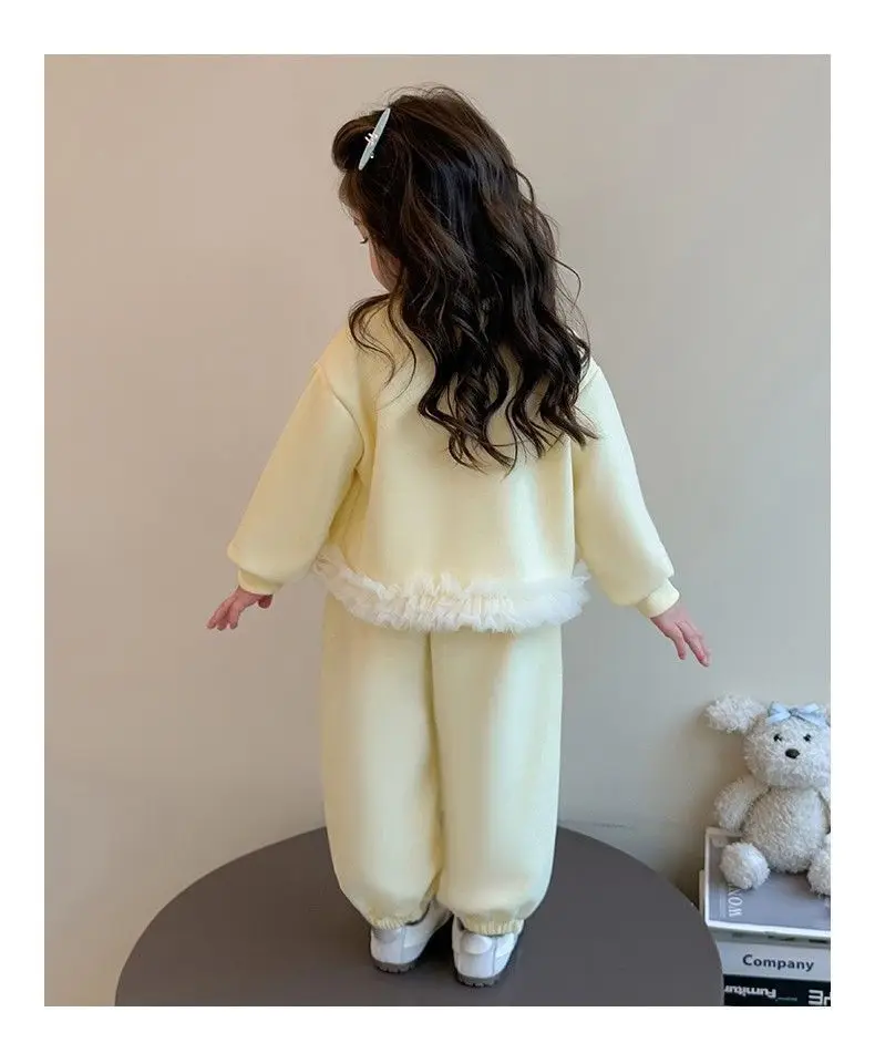 Neue Herbst-Babykleidungssets für Mädchen, niedliche Kinder-Sweatshirts mit Welpenmuster und Spitzenrüschen am Saum + Hosen, 2-teilige Freizeit-Outfits für Kinder, Prinzessinnen-Look – Detail 13