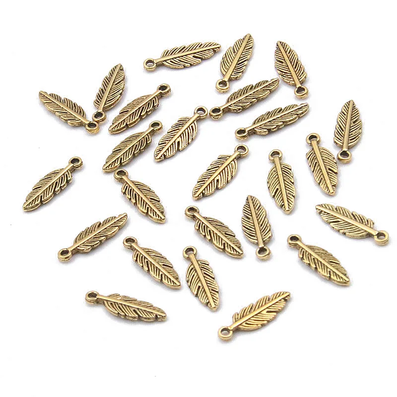 100 قطعة 2021 جديد 5*15 مللي متر 6 اللون المعادن سبائك الزنك أوراق صغيرة Charms صالح مجوهرات النبات قلادة جالبة للحظ Makings لتقوم بها بنفسك الحرف اليدوية