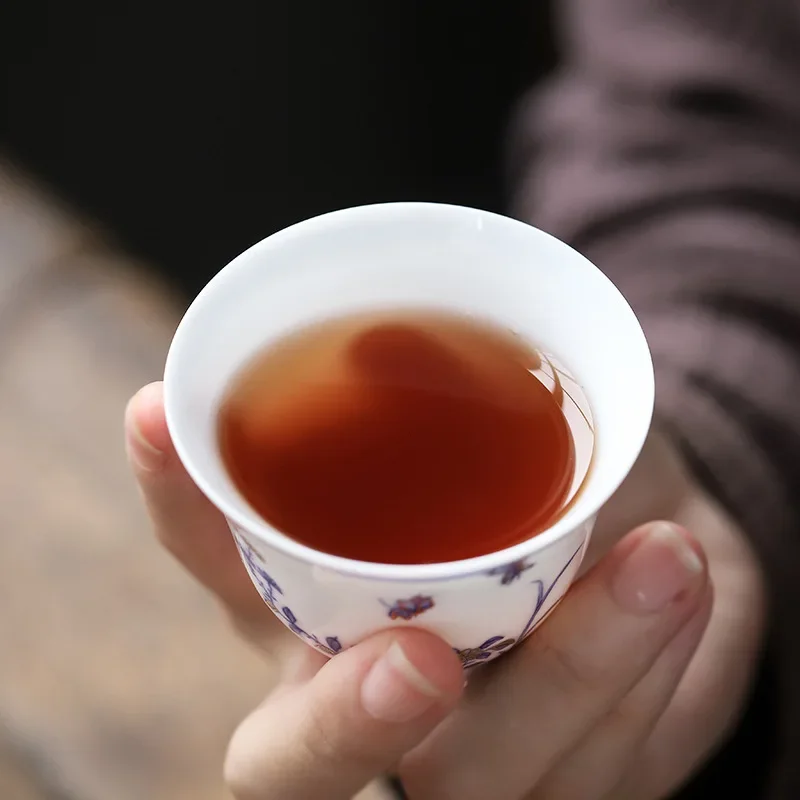 Kombucha Cup Set Tea Bowl Blue Pattern Tea Set Master Cup Single Cup Teacup Ceramic 6 PCS Business Gifts Ceramic Teacups