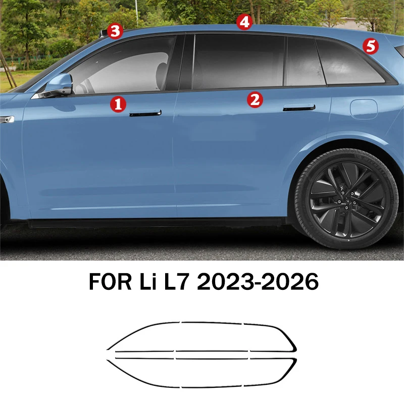 

Car accessories FIT For Li L7 2023-2026 Stainless steel black Window Molding Strip Sill side Cover Trim