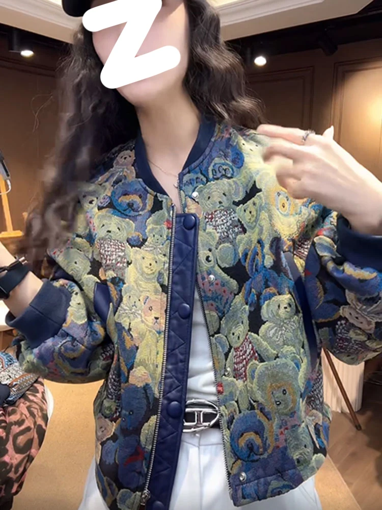 ريترو طباعة ort البيسبول Jaet المرأة ربيع الخريف 2025 جديد ular تنوعا أعلى العالمي سستة جولة Ne Long Sve #4