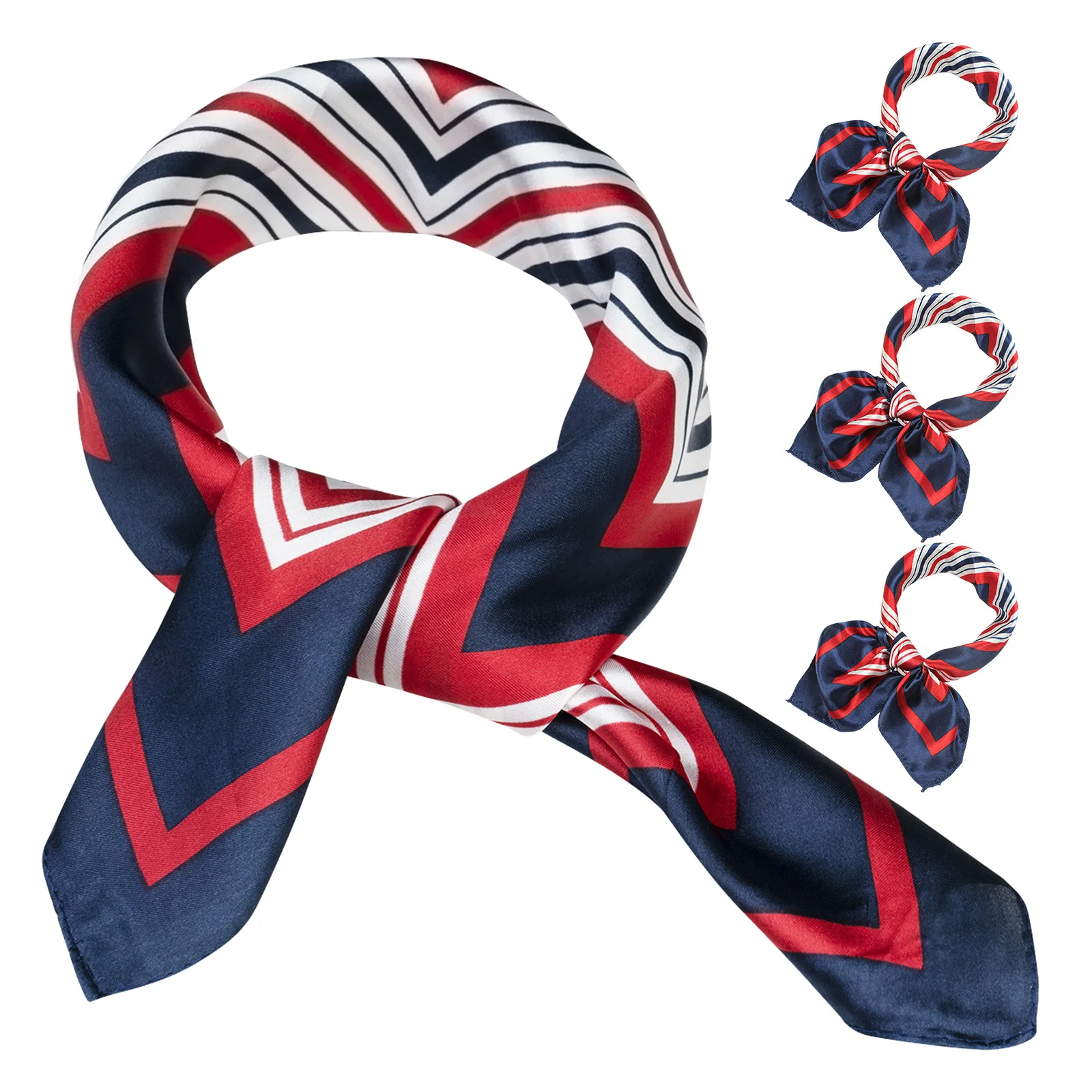 

4Pcs Lightweight Women Neck Scarf 50Cm Solid Color Polyester Fashionable Office Accessory Versatile Wrap Career Wear