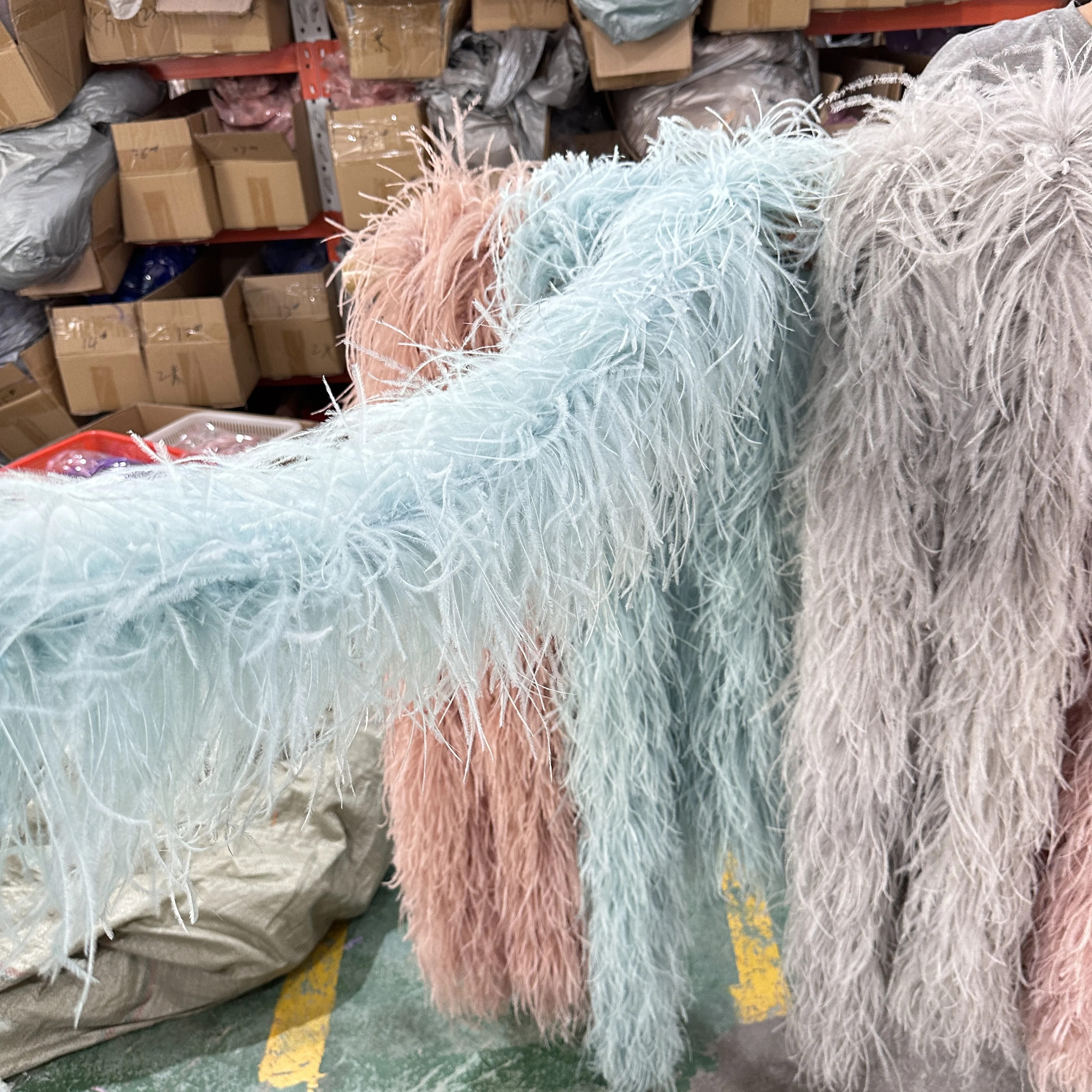 0.5/1/1.5/2/3 Meter Colored Ostrich Feathers Boa Custom Ostrich Plumes Shawl Wedding Party Dress Clothing Decoration Scarf 10PLY