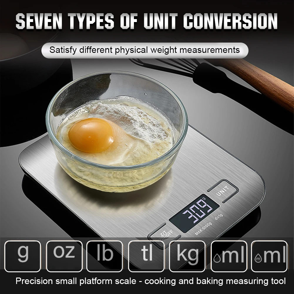

Digital Kitchen Scale LCD Display 10Kg/1g Electronic Weights Scales USB Charging Food Weighing Scale for Kitchen Cooking Baking