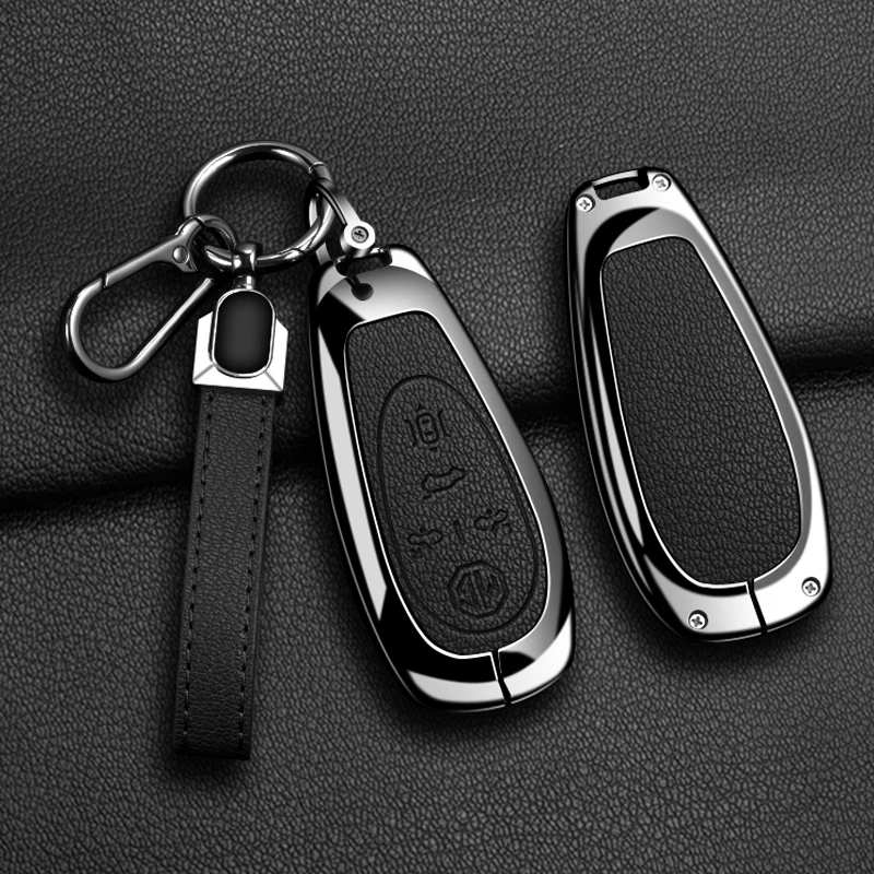 غطاء حافظة مفتاح السيارة عن بعد لـ Morris Garages MG Cyberster سبائك الزنك والجلود فوب حماية قذيفة ملحقات سلسلة المفاتيح السيارات