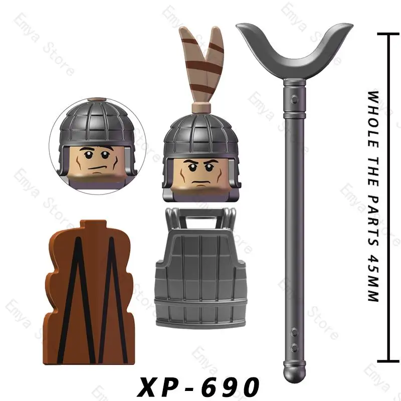 Koruit Han Dynasty Empire Ancient War Soldiers Figure Accessories Armor Helmet Building Blocks Toys For Children Gift KT1093