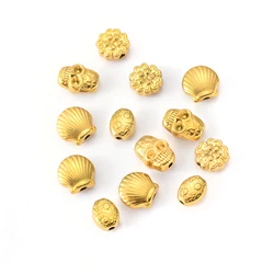 5pcs Stainless Steel Flower/Shell/Skull Spacer Loose Beads Charms DIY Handmade Bead String Bracelet Necklace Jewelry Making