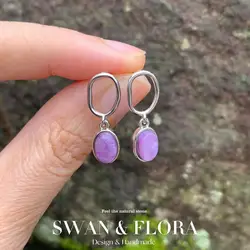 Natural Charoite Earrings Stone S925 Silver Studs for women Delicate Jewelry Gift Fine Jewelry