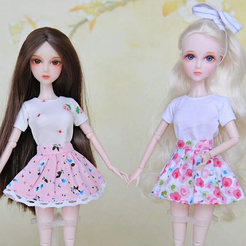 1/3 BJD Doll Pleated Skirt for 60cm Doll Floral Plaid Skirt A-line Skirt Girl Dress Up Toy Accessories