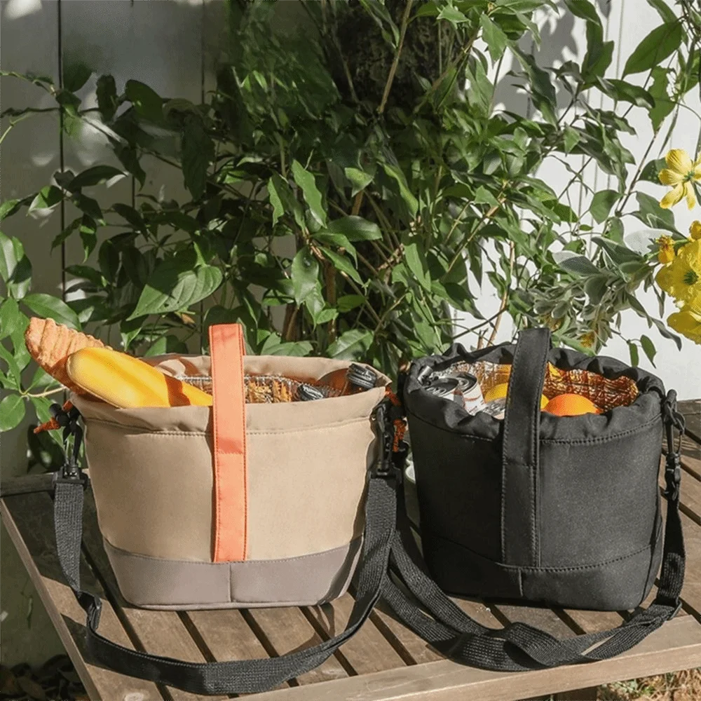 With Handle Lunch Box Bag Thickened Adjustable Straps Food Thermal Tote Reusable Waterproof Insulated Storage Pouch Women