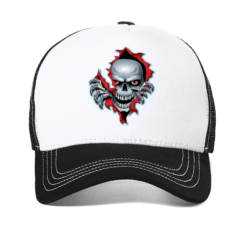 Red Eyed Skull Classic Motorcycle Baseball cap fashion Men Women Adjustable Dad hat outdoors Mesh Breathable Trucker hats