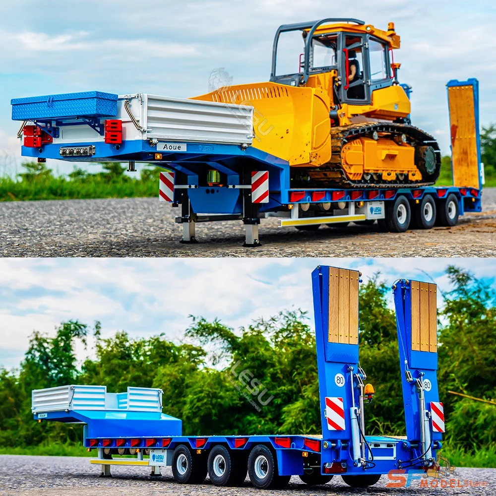 LESU Hydraulic Trailer 1/14 Tamiya Engineering Semi-Trailer with Hydraulic Lifting Tailgate High Load Capacity Model Toy