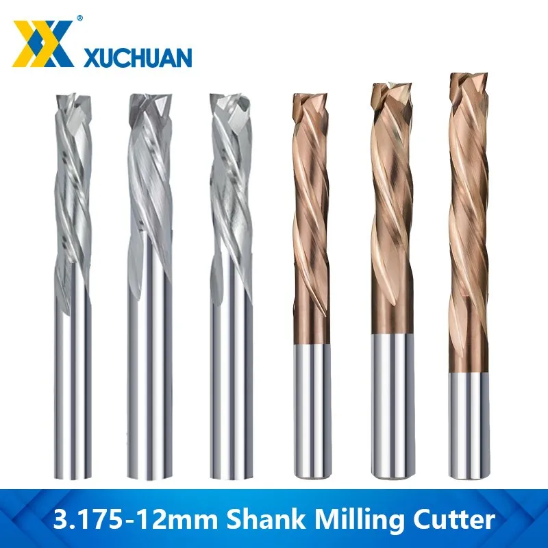 Milling Cutter 3.175/4/5/6/2/10/12mm Shank Up Down Cut End Mill 3 Flute CNC Router Bits for Aluminum Milling Tools