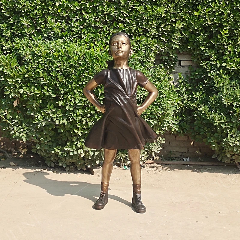 133cm Bronze Fearless Girl Statue The Fearless Girl Bronze Sculpture Customized Large Statues For Home Garden Decor Ornaments