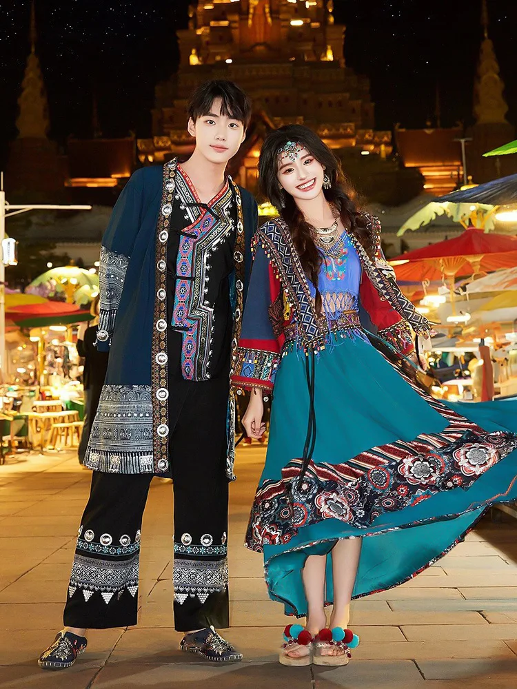 Tibetan Clothing Couple Suit Miao' S Ethnic Style Exotic Popular Travel Photography New