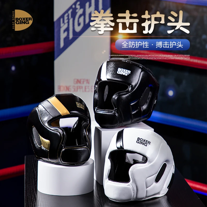 

Men Women Kids Full-covered Pu Boxing Helmet Muay Thai Training Sparring Boxing Headgear Gym Equipment Taekwondo Head Guard