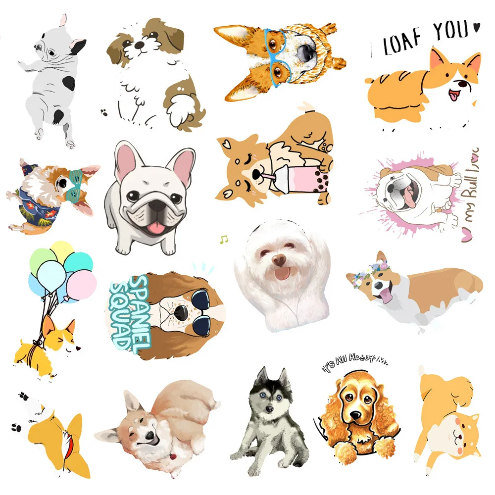 50 pieces Puppy dog water cup computer refrigerator mobile phone decoration stickers