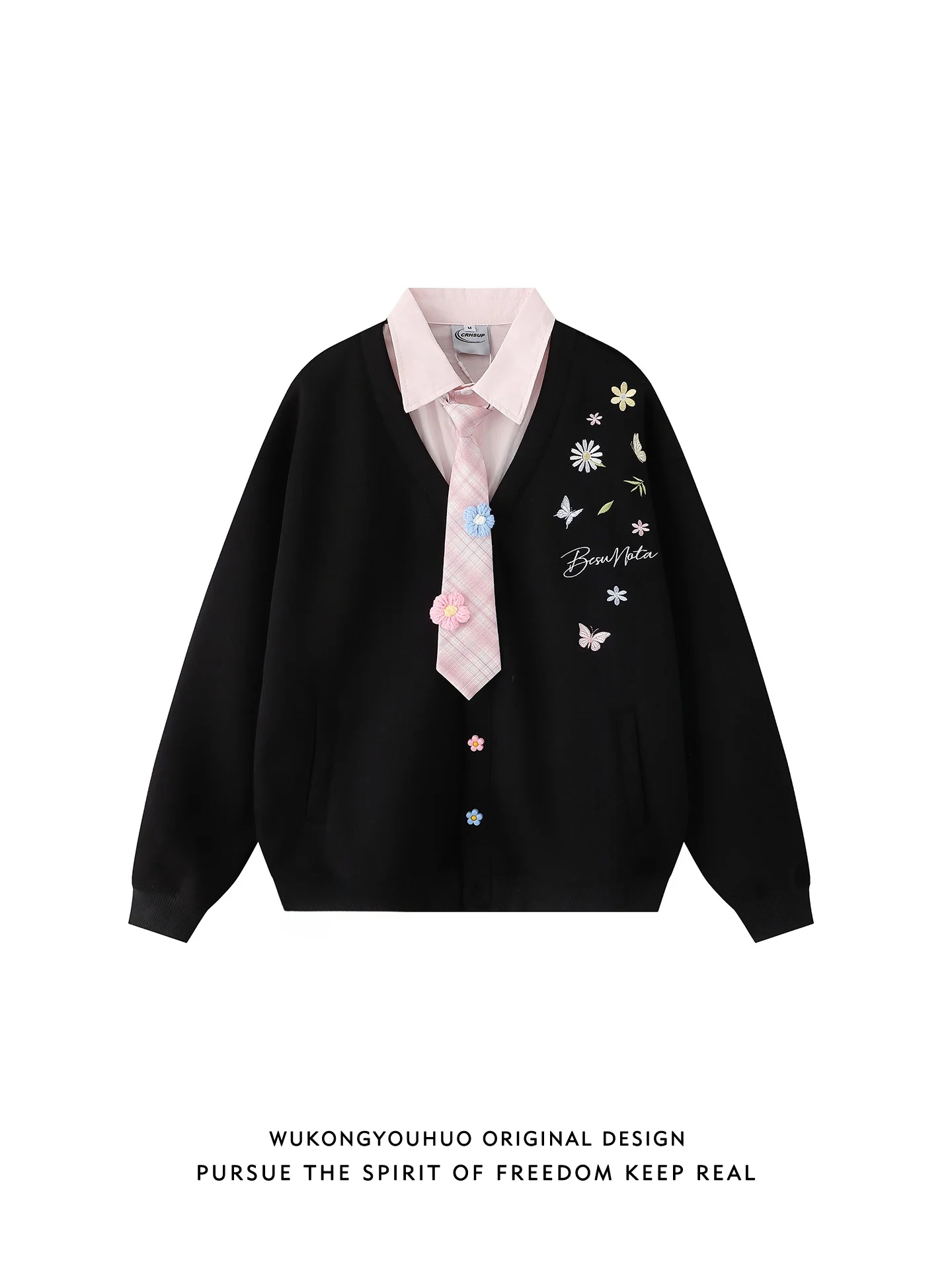 

Мужская повседневная толстовка Kongming с начесом, вышивкой, свободного кроя, длинный рукав, молодежная, модная, износостойкая, китайский бренд