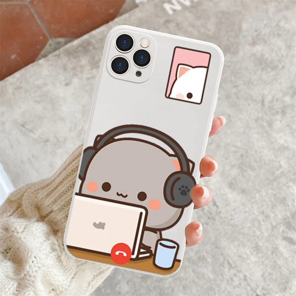 Cartoon Animal Cat coppia custodia per telefono accoppiata per IPhone 15 14 13 12 11 Pro Max Mini XS X XR SE2 7 8Plus Lovers Cover Matte Fundas