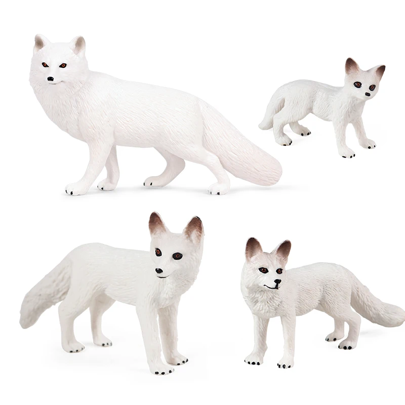 Oenux 4PCS Mini Christmas Toy Cake Toppers Simulation Jungle Fox Animals Model Home Decoration Accessory Education Kid Xmas Gift