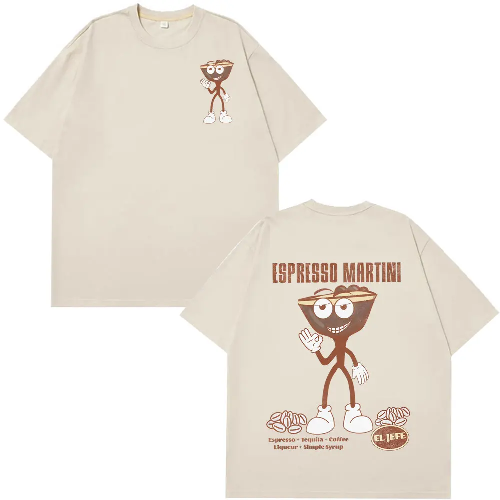 مضحك اسبريسو مارتيني الكرتون خمر طباعة تيز الرجال النساء Harajuku التي شيرت الصيف قصيرة الأكمام القطن عادية الهيب هوب تي شيرت